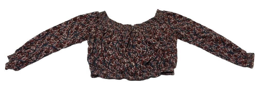 Free People Crop Top Blouse Festival Boho Off The Shoulder Floral Women’s Size S